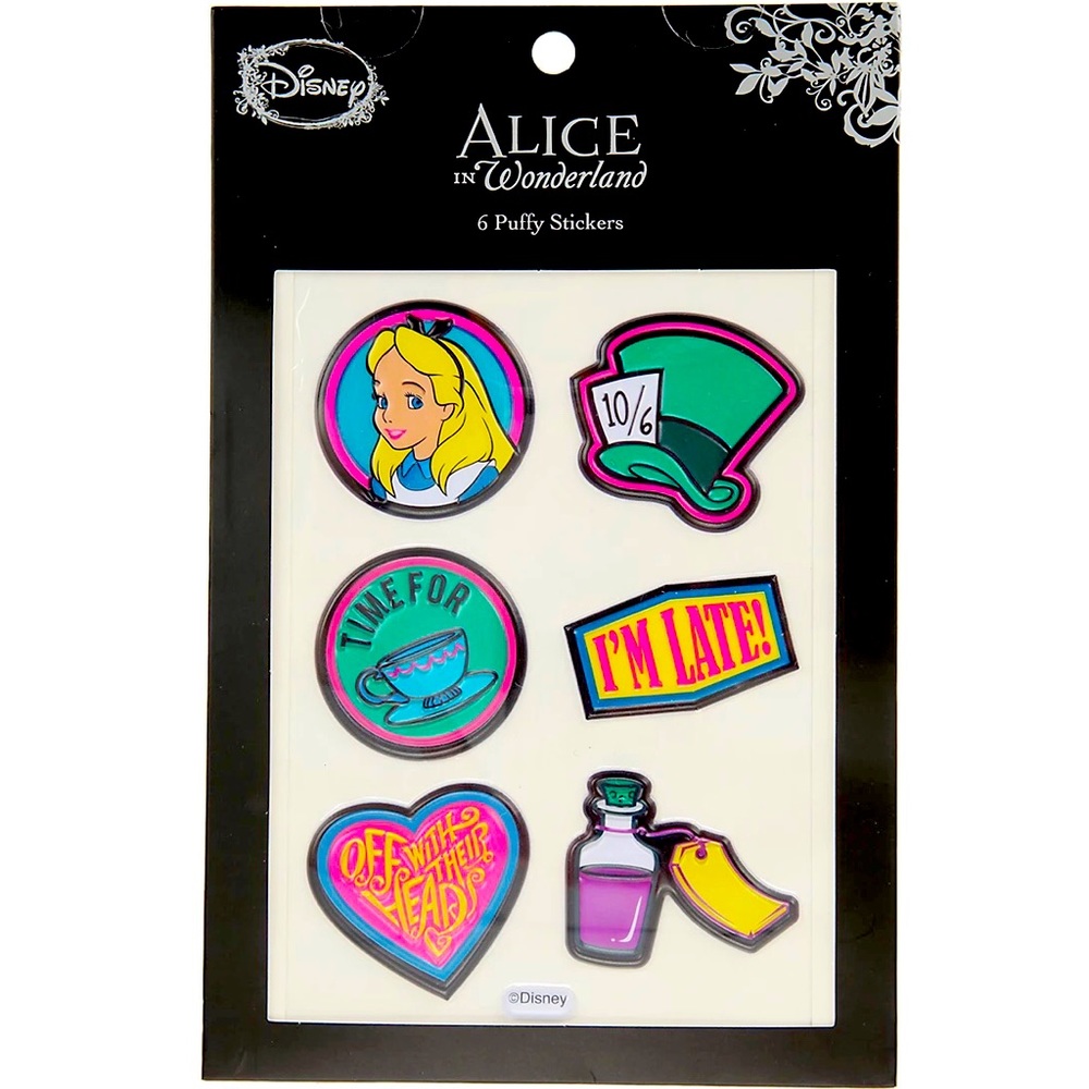 6pc Alice in Wonderland Puff Stickers